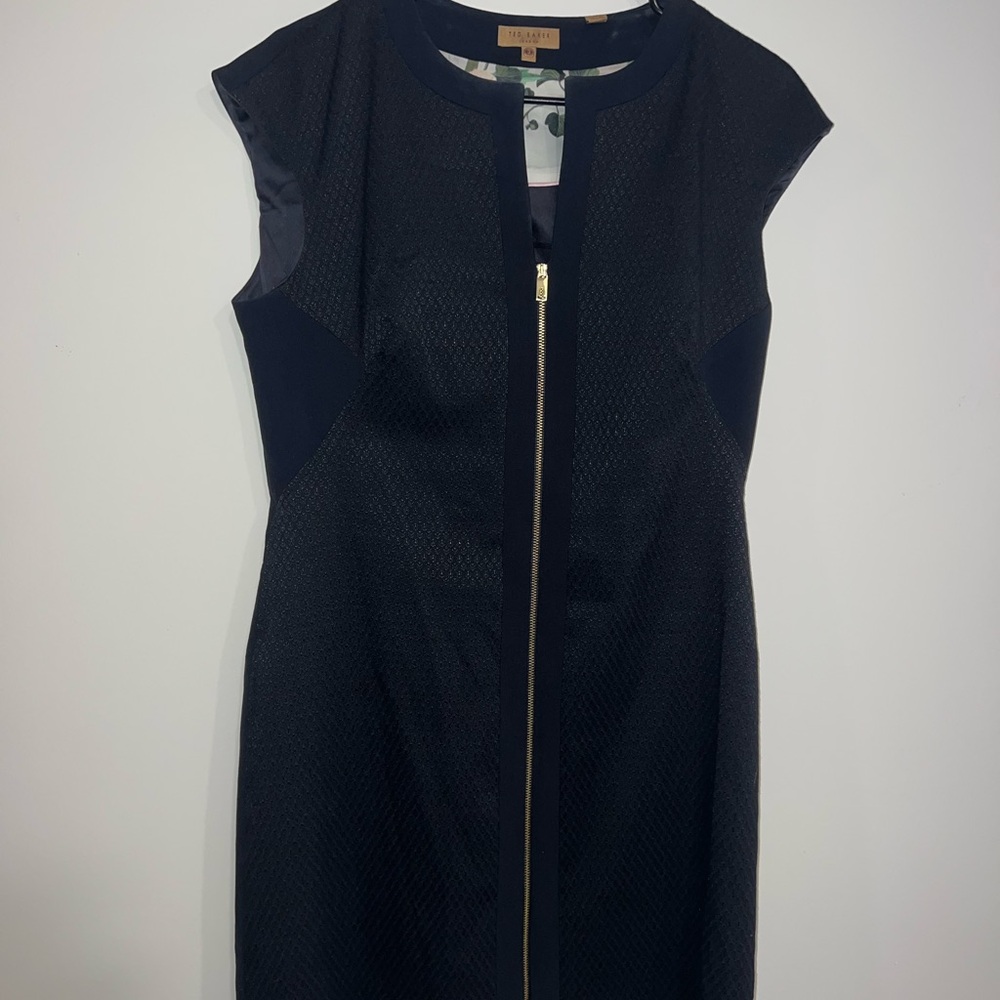 Ted Baker Black Sheath Dress with Cap Sleeves